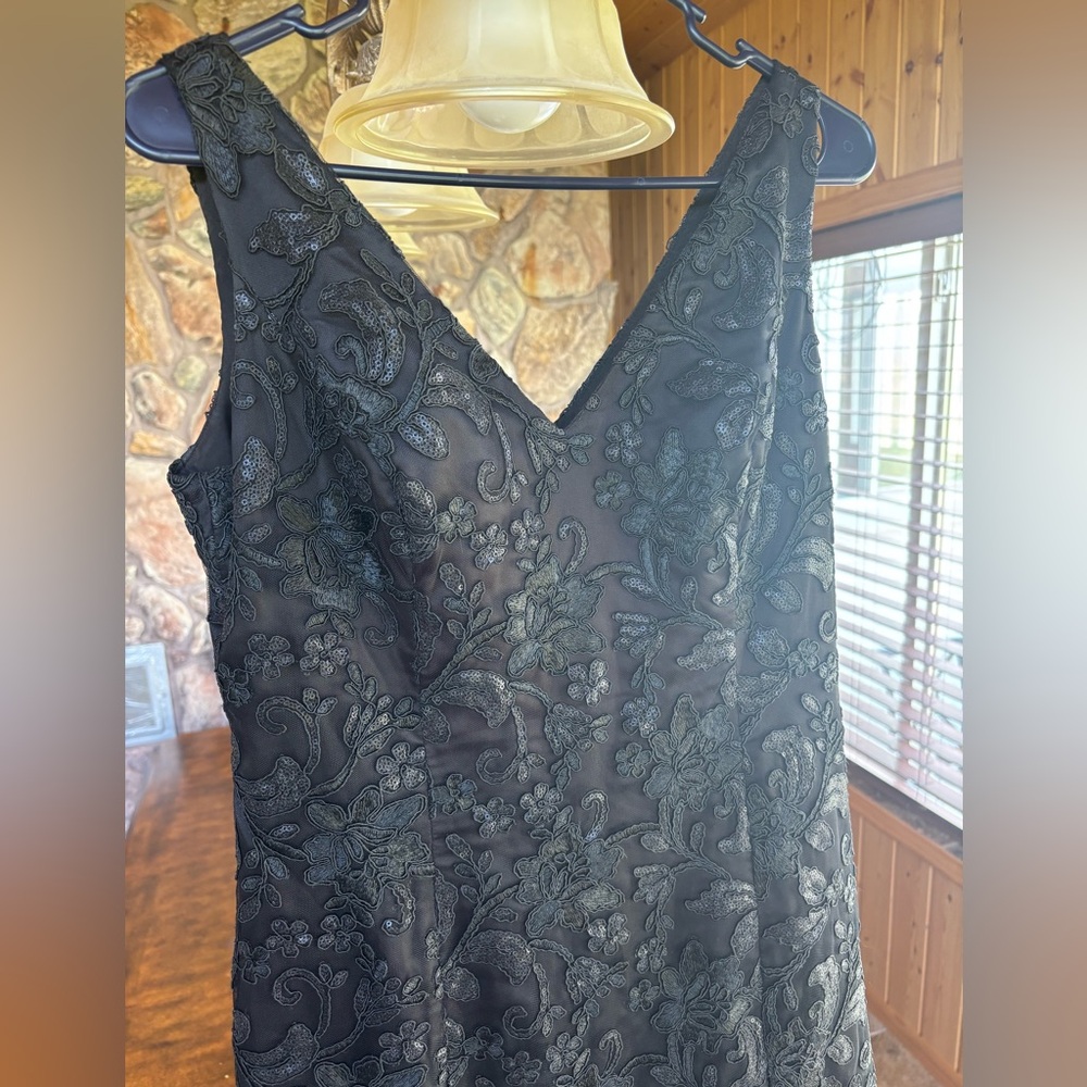 Vince camuto Black Sequin Lace Sleeveless Long Evening Gown - Picture 2 of 13